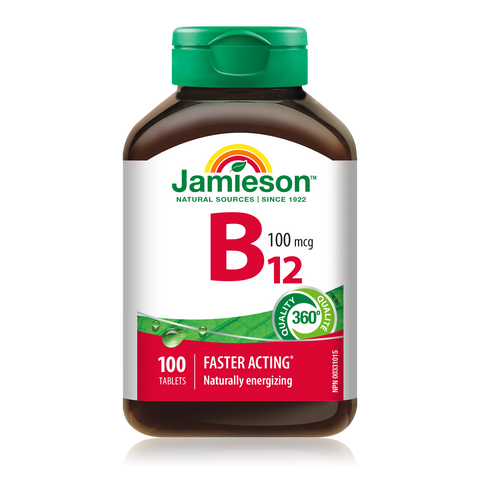 2044 Jamieson Vitamin B12 | Methylcobalamin 100 Tablets 2044_R2063_B12_100mcg_160cc_BTL_MAIN